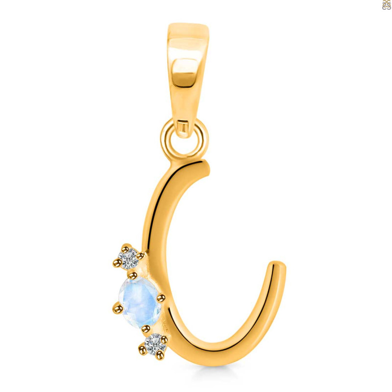 Moonstone & White Topaz Alphabet C Pendant RBM-RDA-3.