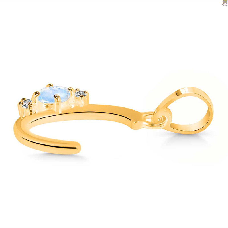 Moonstone & White Topaz Alphabet C Pendant RBM-RDA-3.