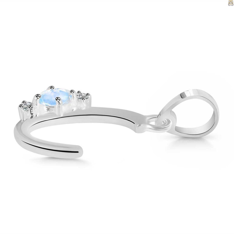 Moonstone & White Topaz Alphabet C Pendant