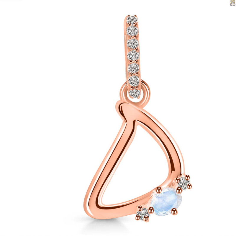 Moonstone & White Topaz Alphabet D Pendant RBM-RDA-30.
