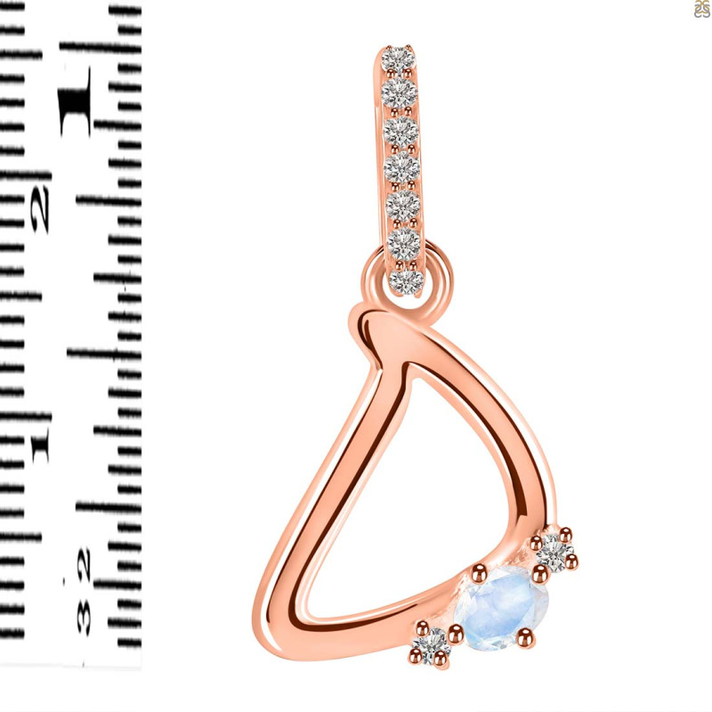 Moonstone & White Topaz Alphabet D Pendant RBM-RDA-30.