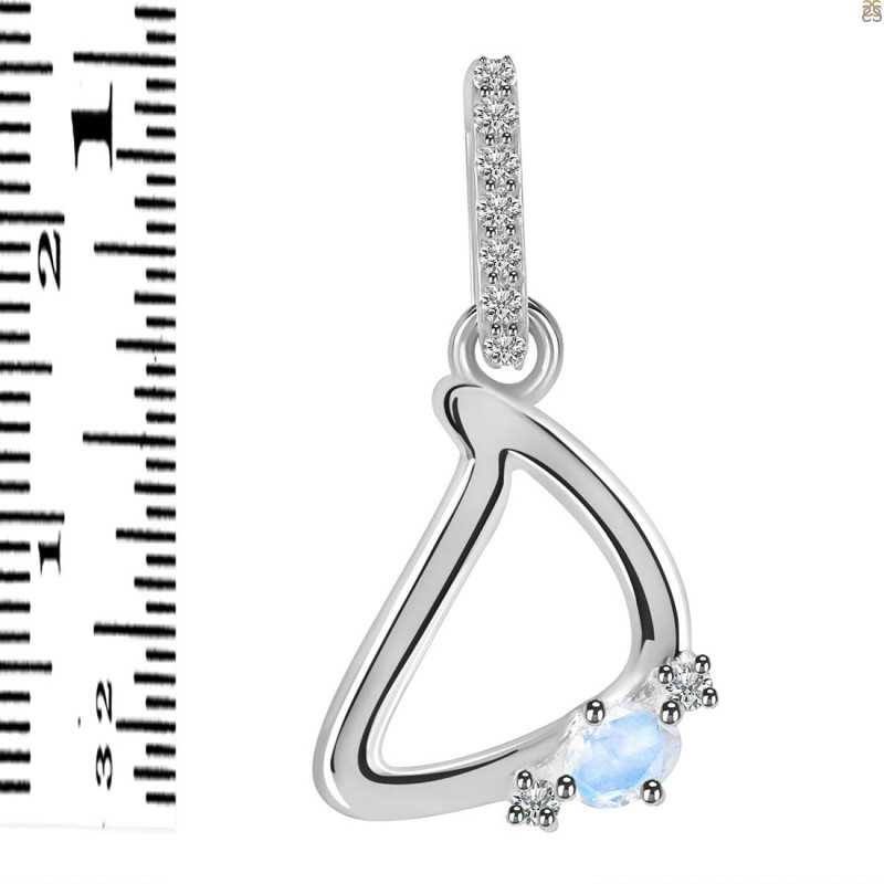 Moonstone & White Topaz Alphabet D Pendant RBM-RDA-30.