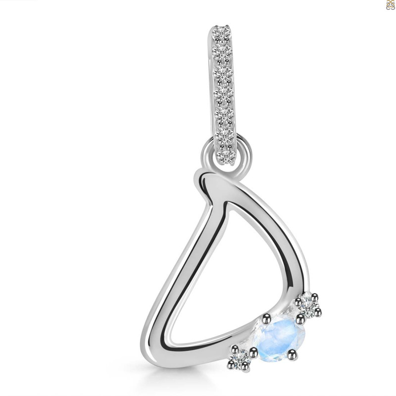 Moonstone & White Topaz Alphabet D Pendant RBM-RDA-30.
