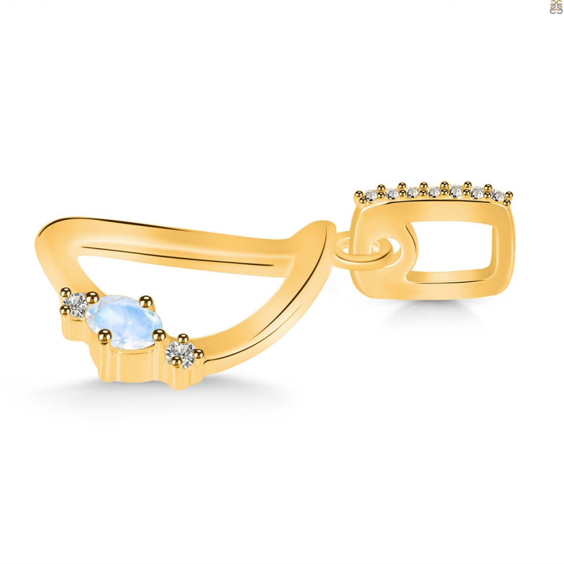 Moonstone & White Topaz Alphabet D Pendant RBM-RDA-30.