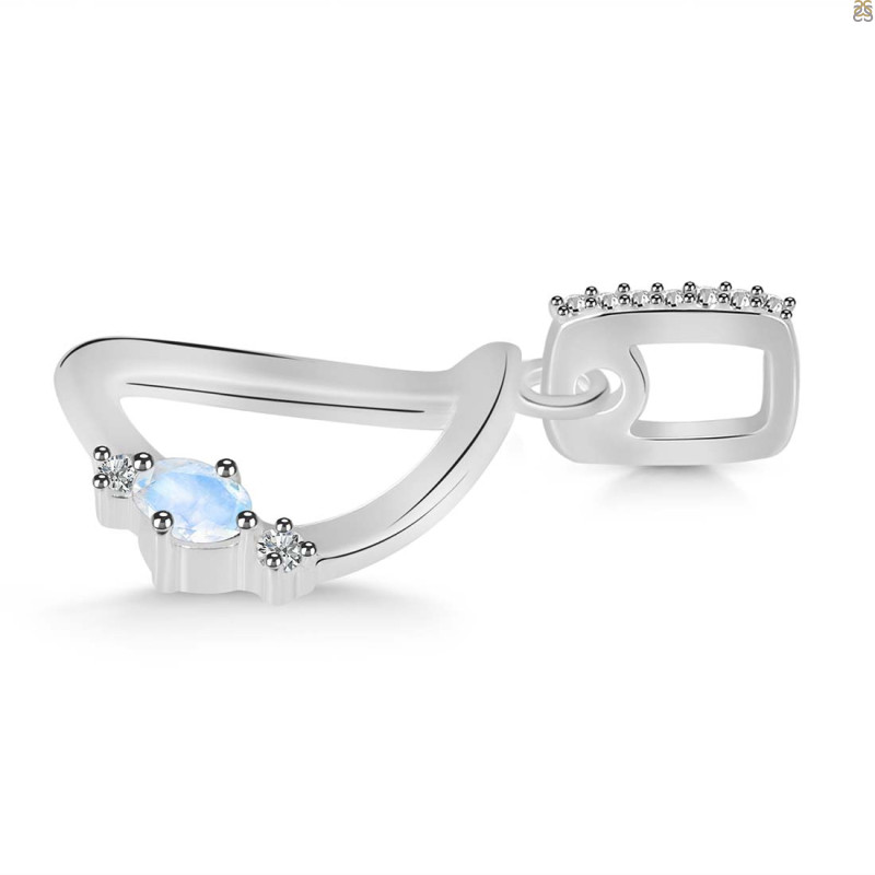 Moonstone & White Topaz Alphabet D Pendant