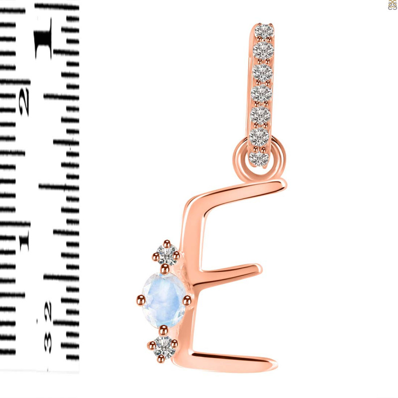 Moonstone & White Topaz Alphabet E Pendant RBM-RDA-31.
