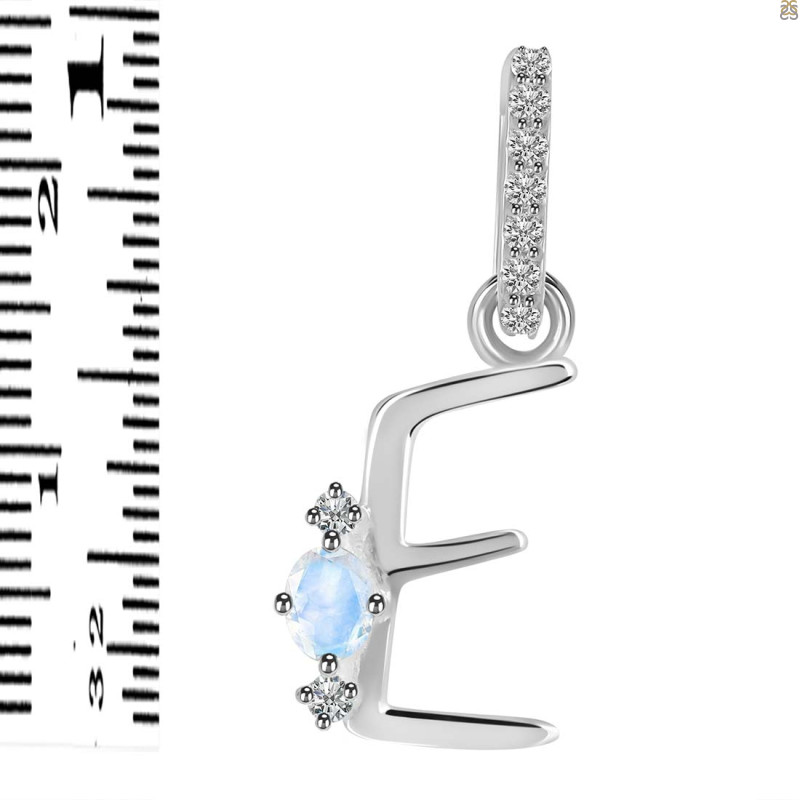 Moonstone & White Topaz Alphabet E Pendant RBM-RDA-31.