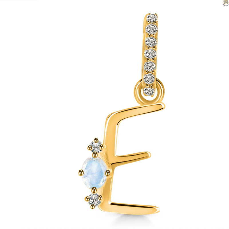 Moonstone & White Topaz Alphabet E Pendant RBM-RDA-31.