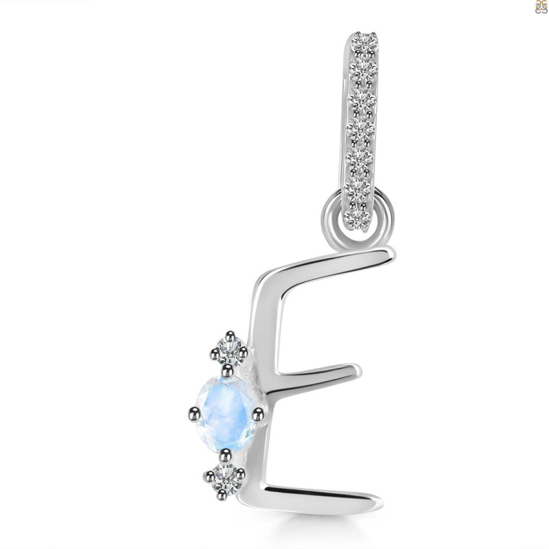 Moonstone & White Topaz Alphabet E Pendant RBM-RDA-31.