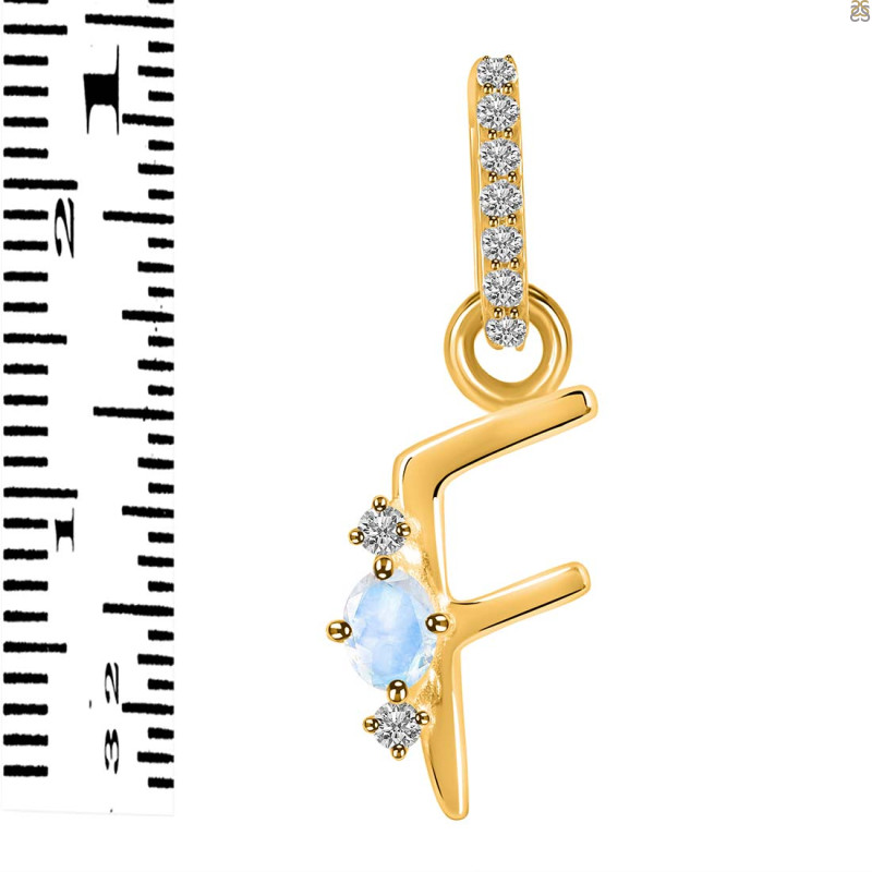 Moonstone & White Topaz Alphabet F Pendant RBM-RDA-32.