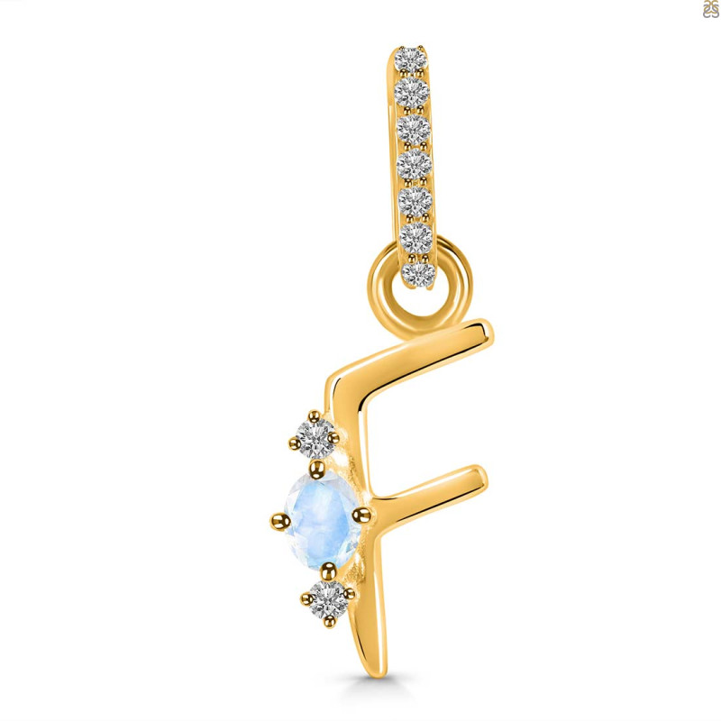 Moonstone & White Topaz Alphabet F Pendant RBM-RDA-32.