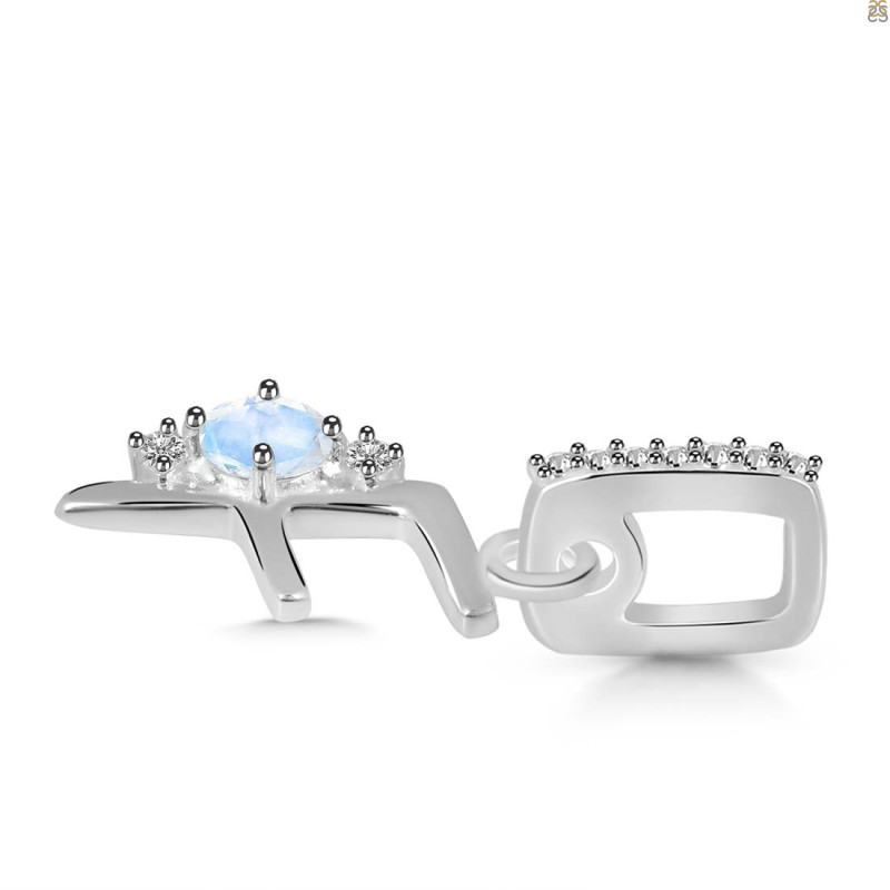 Moonstone & White Topaz Alphabet F Pendant