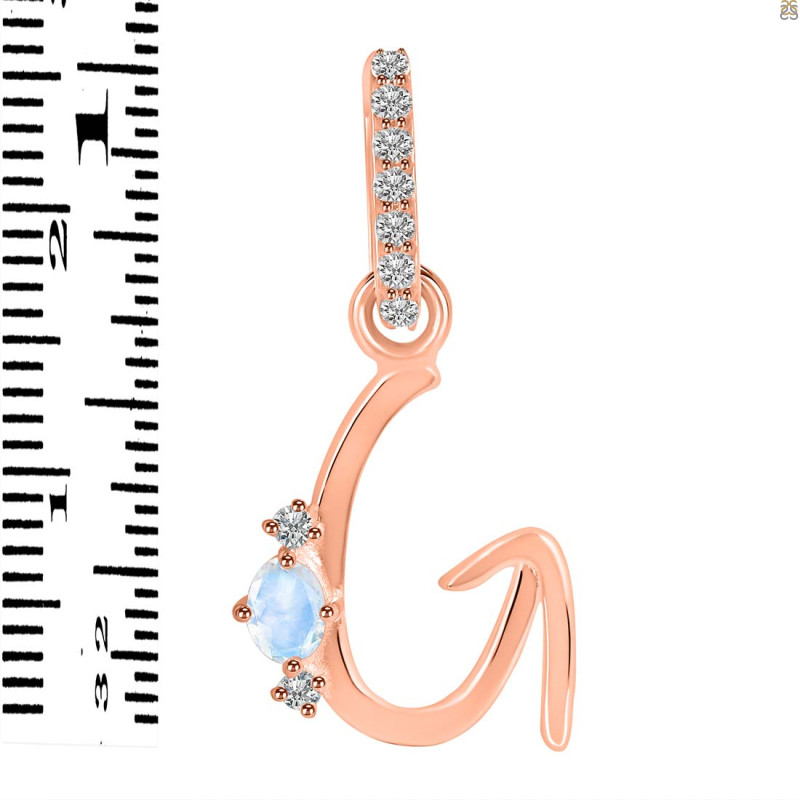 Moonstone & White Topaz Alphabet G Pendant RBM-RDA-33.