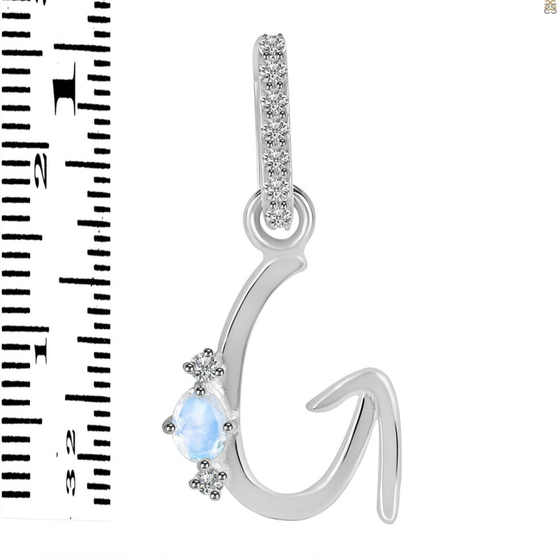 Moonstone & White Topaz Alphabet G Pendant RBM-RDA-33.