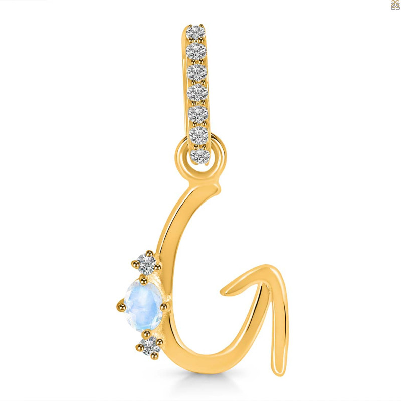 Moonstone & White Topaz Alphabet G Pendant RBM-RDA-33.