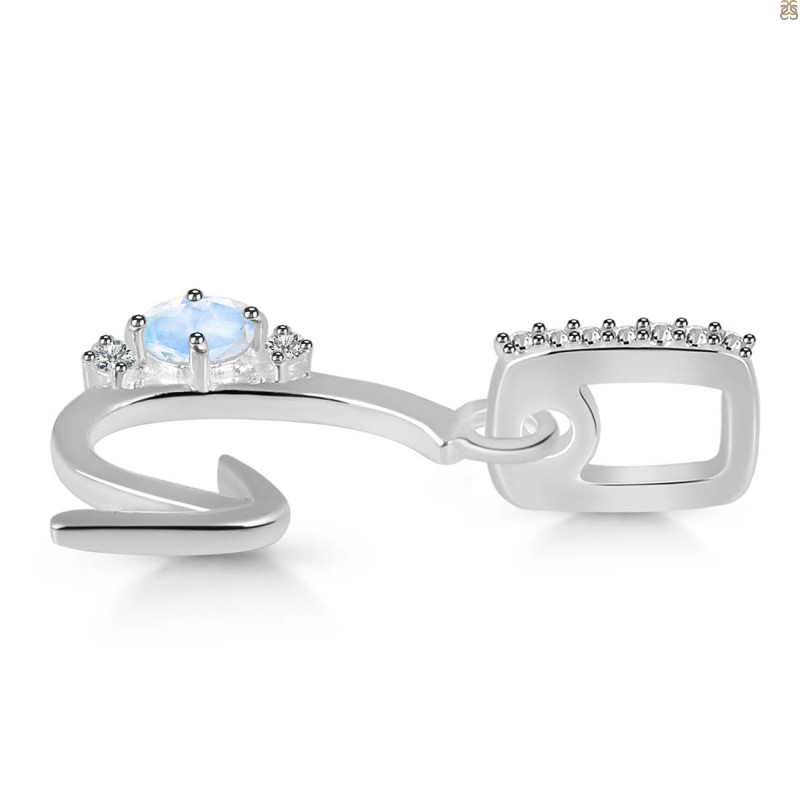 Moonstone & White Topaz Alphabet G Pendant
