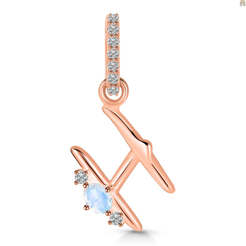 Moonstone & White Topaz Alphabet H Pendant RBM-RDA-34.