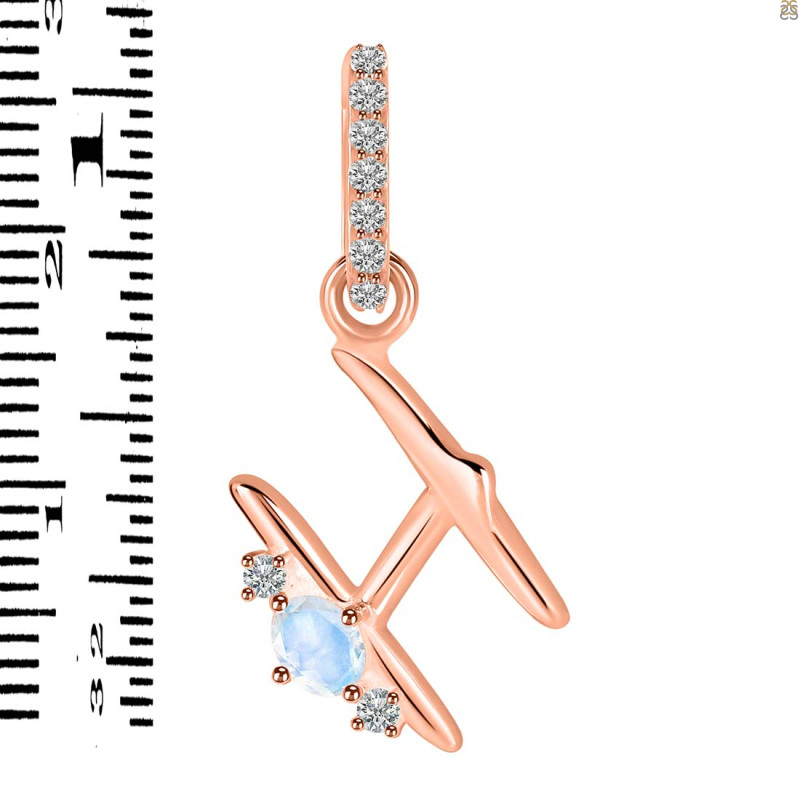 Moonstone & White Topaz Alphabet H Pendant RBM-RDA-34.