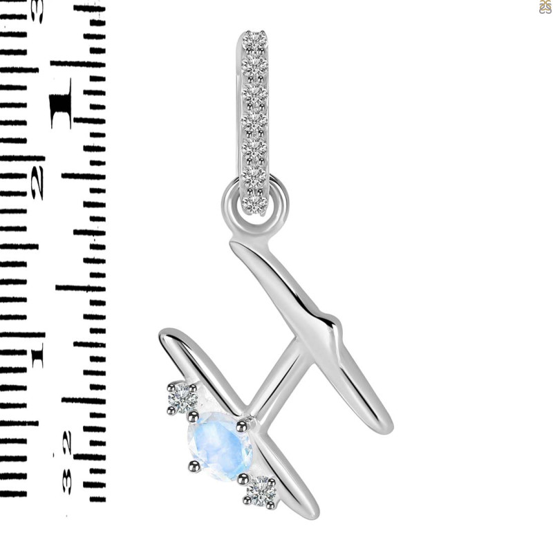 Moonstone & White Topaz Alphabet H Pendant RBM-RDA-34.