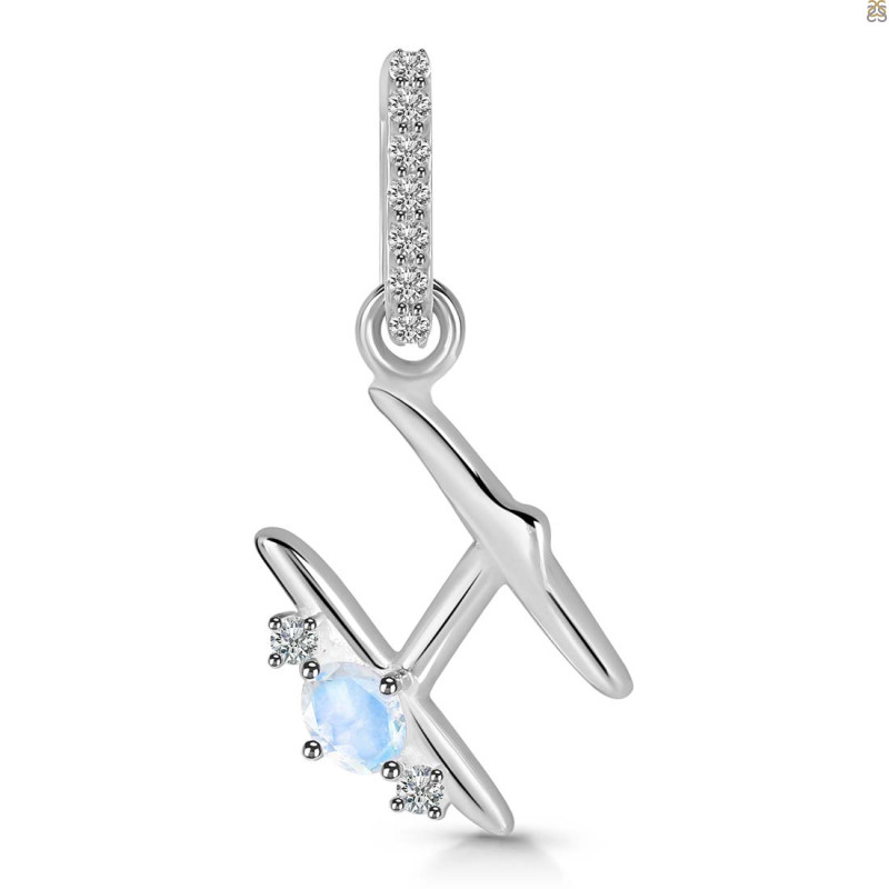 Moonstone & White Topaz Alphabet H Pendant RBM-RDA-34.