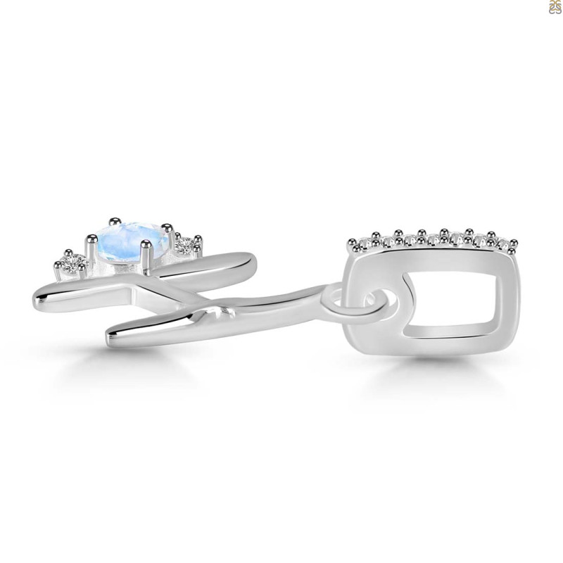 Moonstone & White Topaz Alphabet H Pendant