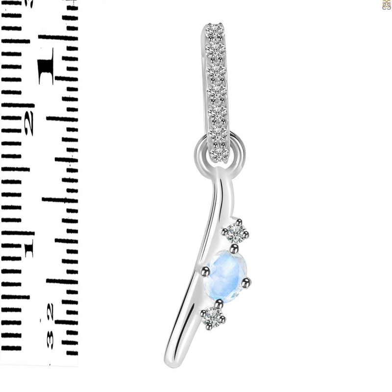 Moonstone & White Topaz Alphabet I Pendant RBM-RDA-35.