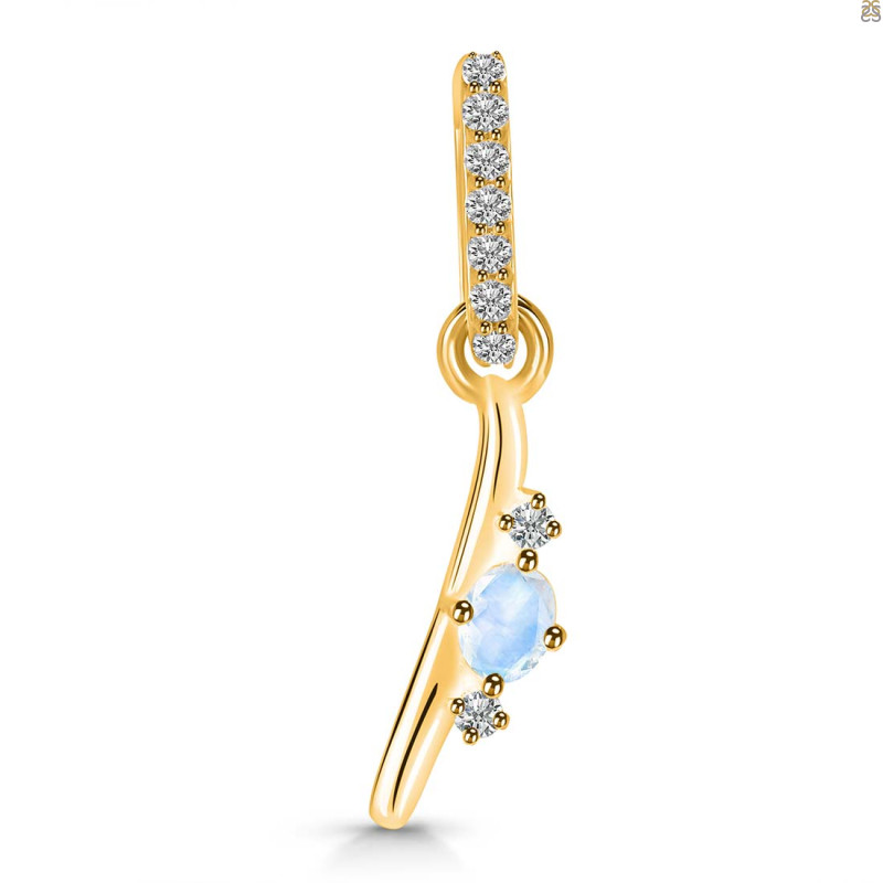 Moonstone & White Topaz Alphabet I Pendant RBM-RDA-35.