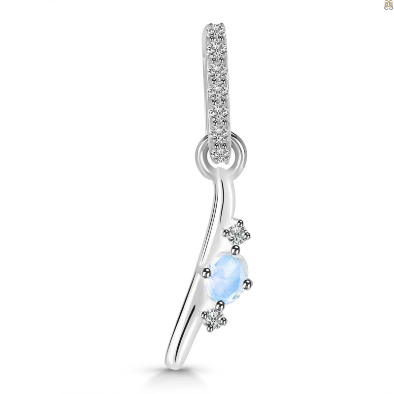 Moonstone & White Topaz Alphabet I Pendant RBM-RDA-35.