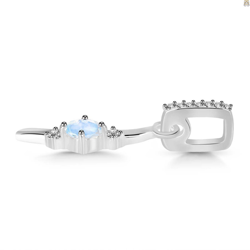 Moonstone & White Topaz Alphabet I Pendant