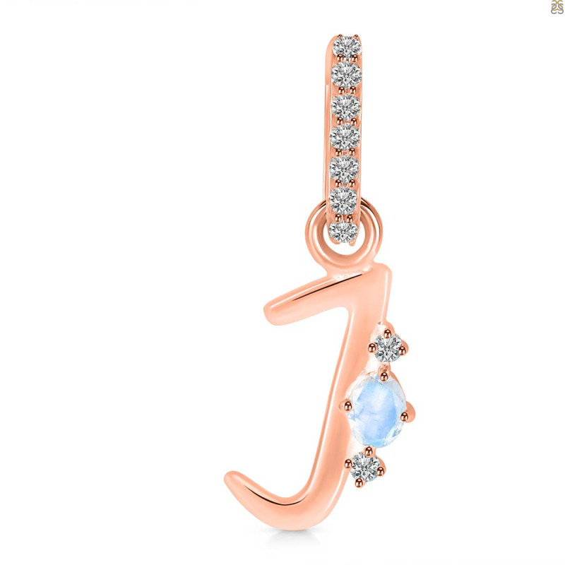 Moonstone & White Topaz Alphabet J Pendant RBM-RDA-36.