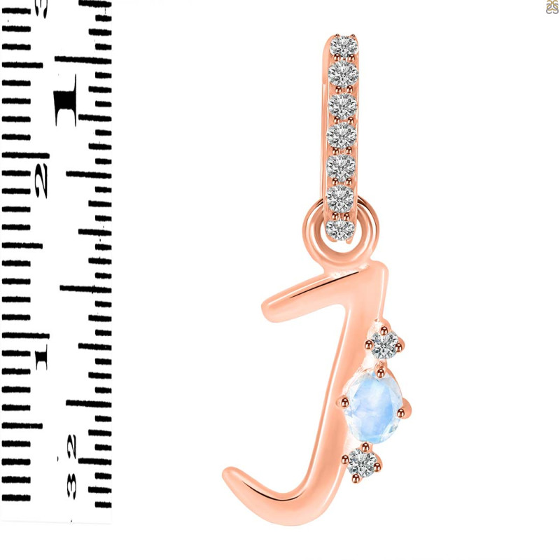 Moonstone & White Topaz Alphabet J Pendant RBM-RDA-36.