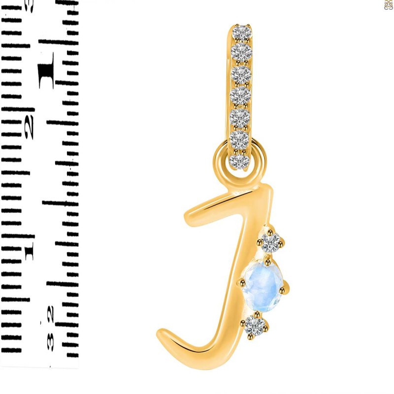 Moonstone & White Topaz Alphabet J Pendant RBM-RDA-36.