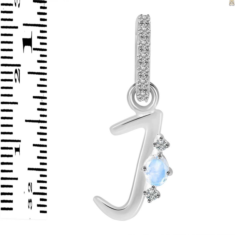 Moonstone & White Topaz Alphabet J Pendant RBM-RDA-36.