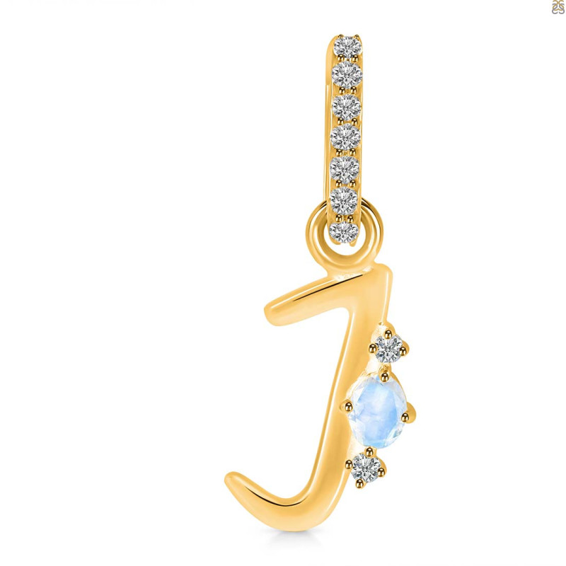 Moonstone & White Topaz Alphabet J Pendant RBM-RDA-36.