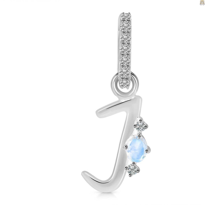 Moonstone & White Topaz Alphabet J Pendant RBM-RDA-36.