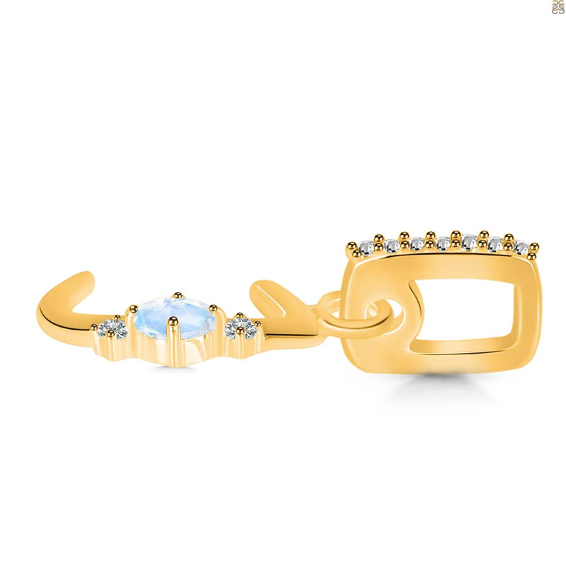 Moonstone & White Topaz Alphabet J Pendant RBM-RDA-36.