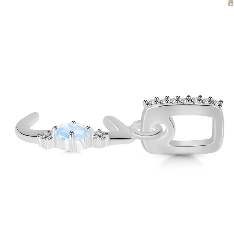 Moonstone & White Topaz Alphabet J Pendant