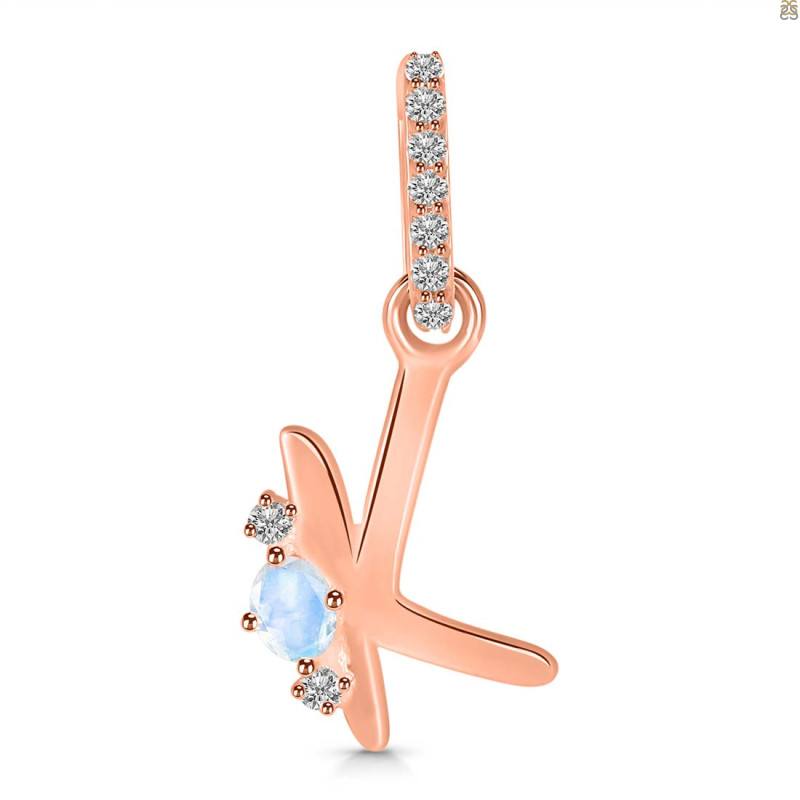 Moonstone & White Topaz Alphabet K Pendant RBM-RDA-37.