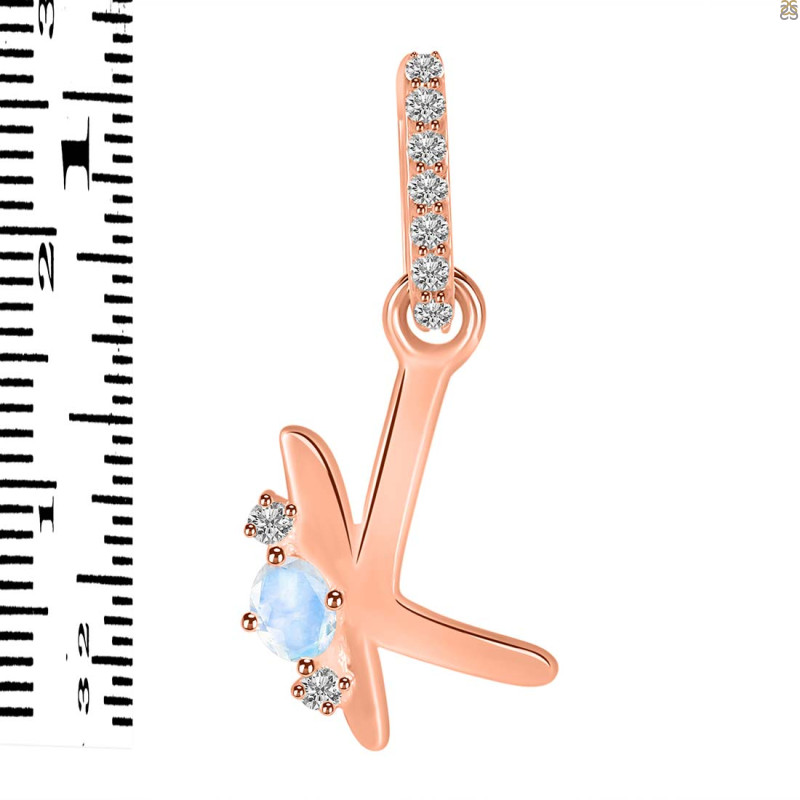 Moonstone & White Topaz Alphabet K Pendant RBM-RDA-37.