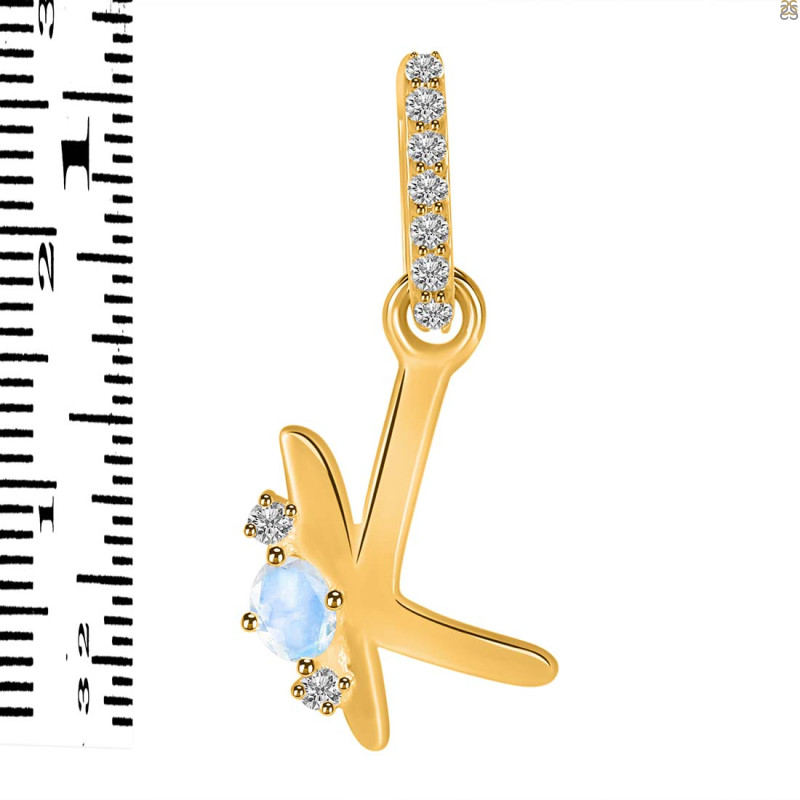 Moonstone & White Topaz Alphabet K Pendant RBM-RDA-37.