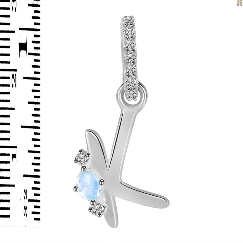Moonstone & White Topaz Alphabet K Pendant RBM-RDA-37.