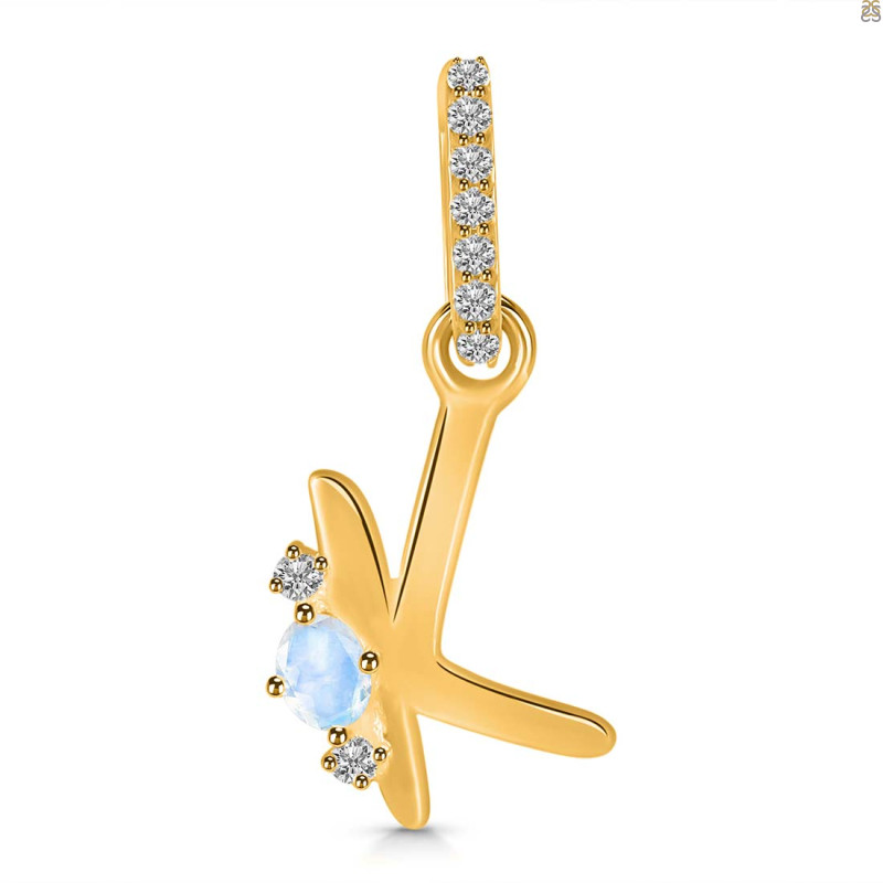 Moonstone & White Topaz Alphabet K Pendant RBM-RDA-37.