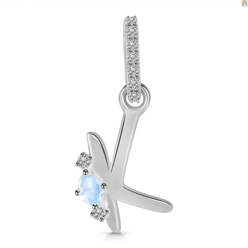Moonstone & White Topaz Alphabet K Pendant RBM-RDA-37.