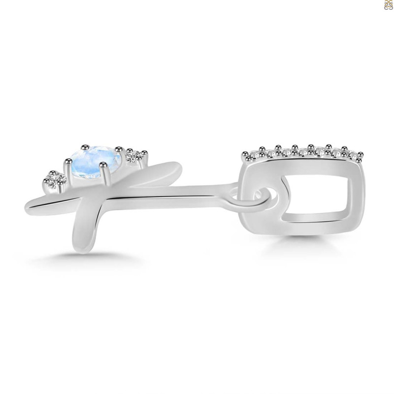 Moonstone & White Topaz Alphabet K Pendant