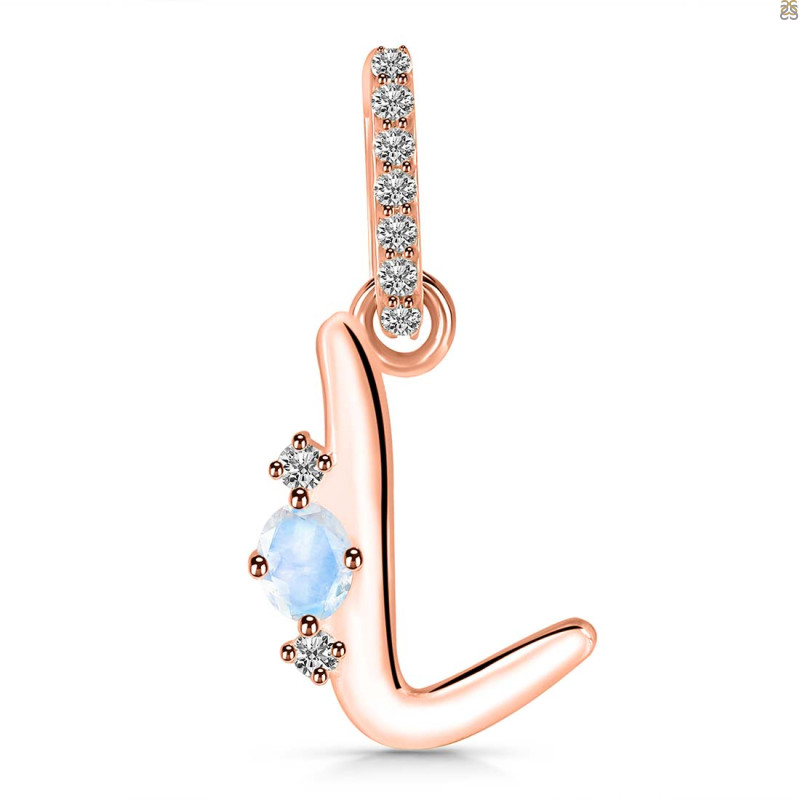 Moonstone & White Topaz Alphabet L Pendant RBM-RDA-38.