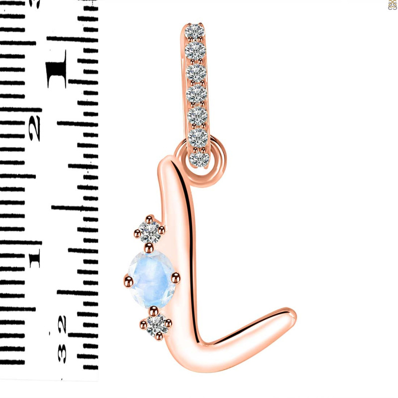 Moonstone & White Topaz Alphabet L Pendant RBM-RDA-38.