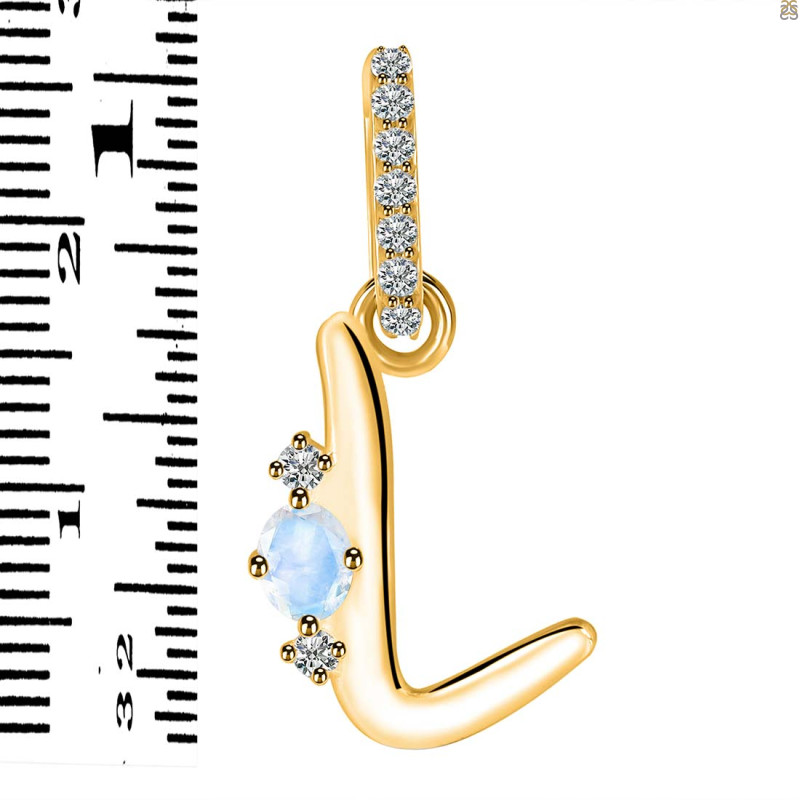 Moonstone & White Topaz Alphabet L Pendant RBM-RDA-38.