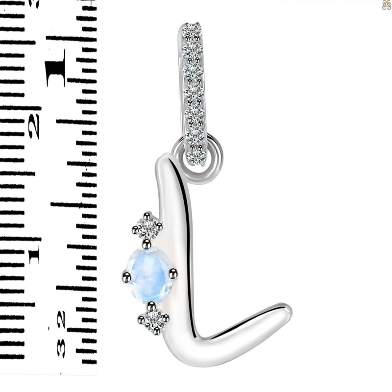 Moonstone & White Topaz Alphabet L Pendant RBM-RDA-38.