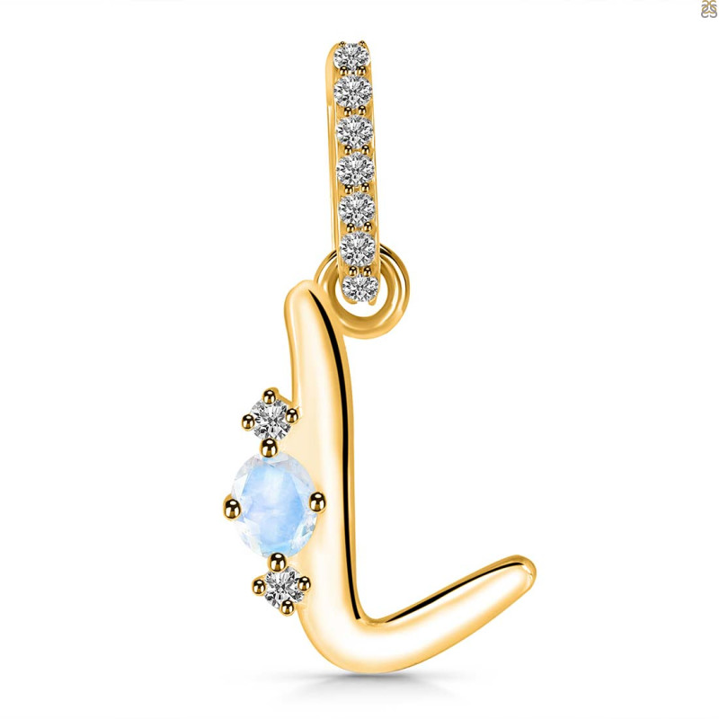 Moonstone & White Topaz Alphabet L Pendant RBM-RDA-38.