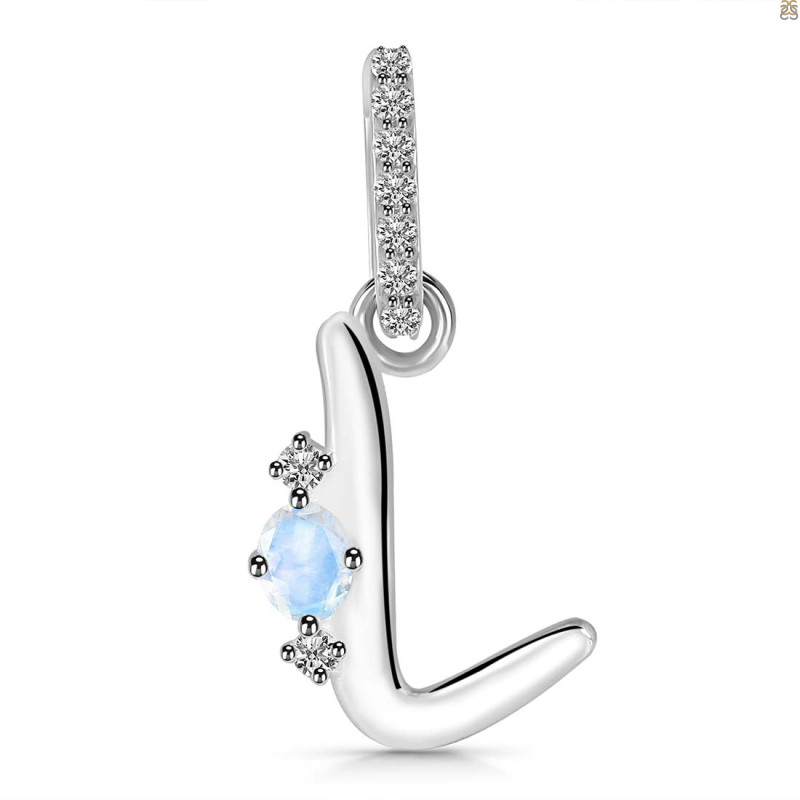 Moonstone & White Topaz Alphabet L Pendant RBM-RDA-38.